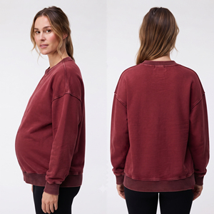 High Quality Zipper Maternity Jacket Women Crew Neck <b>Nursing</b> Breastfeeding Jackets Ladies 100% Cotton Maternity Bomber Jackets - Product Image 2