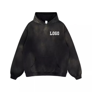 Best-selling Pure Cotton High-quality All-in-one Hoodie Custom Streetwear Hoodie Custom Distressed Hoodie <b>Sun</b> Faded Hoodie - Product Image 3
