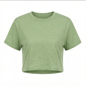 Camisetas Cortas de Algodón 100% Ligeras y Transpirables para Mujer, con Estampado de Cuadros y Logotipo Personalizado, Ropa Premium de Verano - Product Image 1