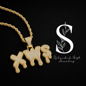 Collar con Colgante de Letra Personalizado con Incrustaciones de Circonitas, Chapado en Oro, Amuleto con Nombre en Estilo Hip Hop, Joyería para Regalo de Pareja - Product Image 1