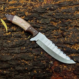 Cuchillo de Acero de Damasco Forjado a Mano, Hoja Entera, Grado Industrial, Profesional, para Campismo, Caza, Supervivencia, Táctico, Punta Fija - Product Image 4