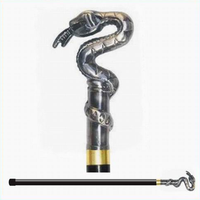 TOMBOLA SPORTS Canne de marche de luxe en laiton antique, tête de serpent, poignée argentée, durable, légère, capacité 750g, verrouillage par torsion