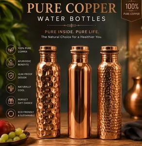 Export Grade Eco-Friendly Hammered Copper Water <b>Bottle</b> with Secure Closure for Wellness Brands and Gift Collections - Product Image 1