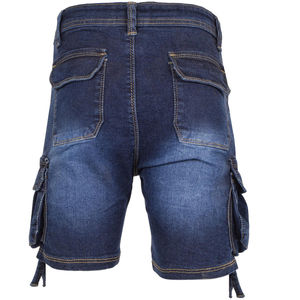 Pantalones Cortos de Mezclilla para Hombre, Cintura Elástica Alta, Color Azul Sólido, Estilo Casual Bermuda con Bolsillos, Transpirables, de Lona Tejida, de Secado Rápido - Product Image 4