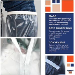 Copriscarpe grandi riutilizzabili da 40 paia di copriscarpe in PVC trasparente in gomma Sole protezioni impermeabili per scarpe di sicurezza per il ciclismo - Product Image 3