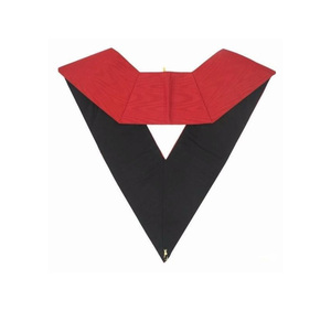 <b>Red</b> <b>Silk</b> Embroidered Masonic Collar with Gold Heart Pouch Design Handmade for Ceremonial Use 18th Degree Scottish Rite Almoner - Product Image 2