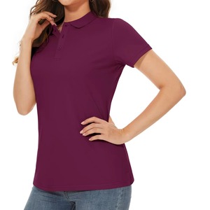 เสื้อโปโลคอวีแขนสั้นผ้าฝ้ายแท้ 100% สไตล์ลำลองใส่สบายสำหรับผู้หญิง - Product Image 3