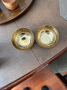 Round Hammered <b>Metal</b> Bowl Gold Finish Key and <b>Wallet</b> Holder Money Bowl - Product Image 2