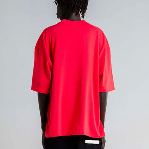 Camiseta de diseñador teñida en prenda de 9.0oz, talla grande, estilo streetwear pesado, negra, con hombros caídos, personalizada, color rojo, para hombre - Product Image 6