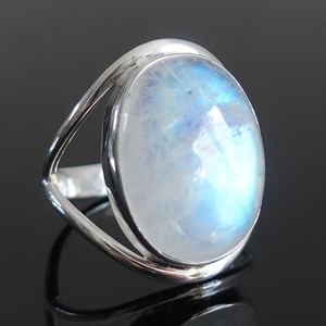 Bague en Pierre de Lune Arc-en-ciel, Pierre de Lune Naturelle, Bague en Argent, Bijoux Bohèmes en Pierres Précieuses - Product Image 2