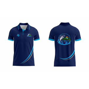 Custom Sublimated Quick Dry UPF 50 Outdoor Sports Men's Wear Blue <b>Fish</b> Front Print Lightweight Comfortable Fishing Polo <b>Shirt</b> - Product Image 1