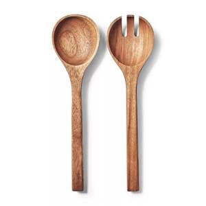 Ensemble de 2 ustensiles à salade en bois d'acacia écologique, design moderne, résistant au lave-vaisselle, pour une cuisine optimale - Product Image 2