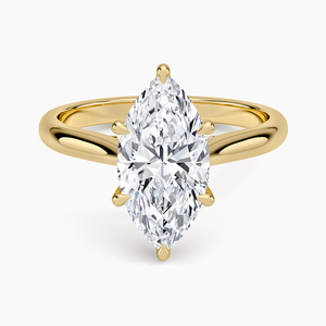 Anillo de compromiso de moissanita de 2 quilates con corte marquesa, anillo nupcial solitario con engaste decorativo - Product Image 1