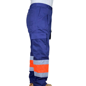 Men's High Visibility Cotton Safety <b>Pants</b> Heavy Duty <b>Work</b> Trousers Reflective Panels <b>Cargo</b> Pockets Winter Workwear Windproof CE - Product Image 4