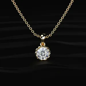 Pendentif solitaire en diamant taille ronde avec monture torsadée en or, diamant de laboratoire pour femme, clarté VVS-VS et certifié IGI - Product Image 2