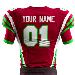 Conjunto de Uniforme de Fútbol Americano Personalizado, Rojo, Verde y Blanco, Cuello en V, Manga Corta, Sublimado, Absorbente de Humedad, Ajustado, para Hombre Adulto, Todas las Temporadas - Product Image 6