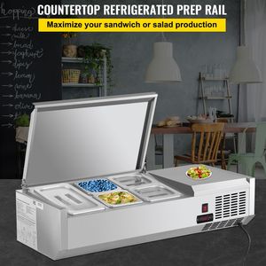 "40" <b>Electric</b> Sandwich/Salad Prep Table 7.8 Qt 150W 1 1/3 & 4 1/6 <b>Pans</b> Refrigerated Condiment Prep Station - Product Image 2