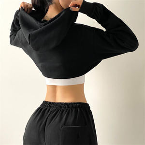 Nuevas Sudaderas Cortas a la Moda para Mujer, Transpirables, 100% Algodón, Sudadera Corta Tipo Pullover para Mujer - Product Image 2
