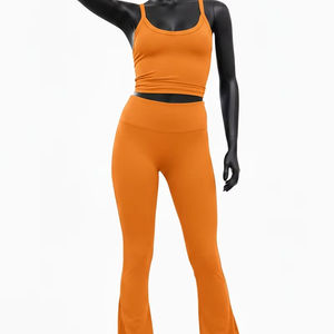 Ensemble de yoga pour femmes, meilleure qualité, texture unie, impression numérique, 2 pièces, respirant, taille haute - Product Image 1