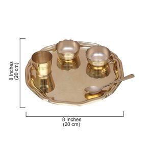 Juego de thali de latón antiguo para puja, accesorios religiosos, plato, diya, cuenco, cuchara, kalash, ofrenda, ritual hindú, decoración festiva para el hogar, elegante - Product Image 1