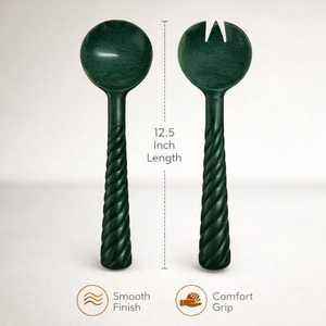 ชุดเสิร์ฟสลัดเรซิ่นธรรมชาติแบบใหม่ พร้อมด้ามจับเรซิ่น ชุดอาหารค่ำสุดทันสมัย ช้อนและส้อมเสิร์ฟสลัดรูปทรงแตร - Product Image 5