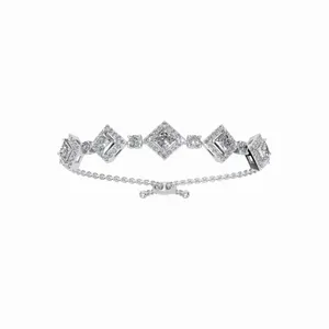 Bracelet et jonc ajustables en or pour femme, sertis de diamants taille princesse et taille rond, certifiés cultivés en laboratoire - Product Image 1