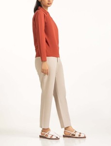 T-shirts pour femmes en coton 100% de haute qualité, coupe ample, manches longues, couleur rouille, style minimaliste décontracté, vente en gros, tendance - Product Image 5