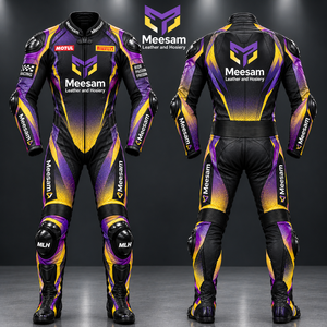 Combinaison de moto en cuir pleine fleur de vachette perforée respirante pour la course, équipement de protection pour la conduite - Product Image 5