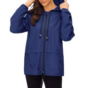 <b>Women's</b> Navy Blue Soft Shell Waterproof Zip <b>Fly</b> Regular Fit Winter Outdoor Rain <b>Jacket</b> with Side Pockets - Product Image 4