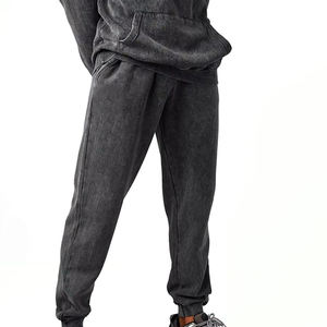 Conjunto Deportivo para Hombre, Sudadera con Capucha y Pantalones Jogger, Estilo Vintage, Lavado Ácido, Cintura Elástica, Ropa Casual de Calle, Verano, 100% Algodón - Product Image 2