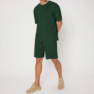Customized Men Summer T-Shirt Short <b>Set</b> Two Piece <b>Jogger</b> Twin <b>Set</b> Breathable Cotton Fabric Custom T-Shirts <b>Matching</b> Shorts - Product Image 2
