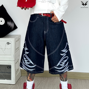 Servicios OEM Profesionales, Shorts de Mezclilla Personalizados con Costuras en Contraste, Estilo Urbano para Hombre, Hip Hop, Holgados - Product Image 5