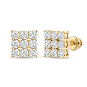 14K gold <b>Square</b> Stud <b>Earrings</b> <b>diamond</b> Tiny Stud <b>Earrings</b> for Women Party Wedding Gift - Product Image 1
