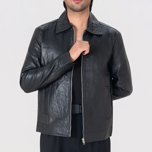 Icon by Gilani Chaqueta de cuero negra para hombre - Chaqueta de motociclista negra - Product Image 2