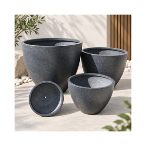 Macetas Redondas Ligeras de Fibra de Vidrio, Recipientes Decorativos para Flores, para Jardín, Patio, Hogar, Oficina, Hotel y Uso en Paisajismo - Product Image 1