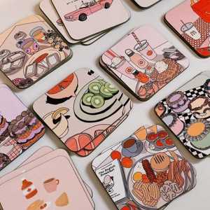 Luxury MDF Coasters Set Stylish Heat Resistant <b>Table</b> Mats Durable Drink Coasters for Tea <b>Coffee</b> - Product Image 5