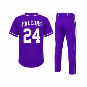 Ensemble uniforme de baseball Falcon violet pour homme adulte, personnalisable, respirant, en polyester, service OEM - Product Image 2