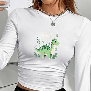 Camisa de manga larga de tela tejida con estampado Y2K para mujer Daddy Saurus - Product Image 2