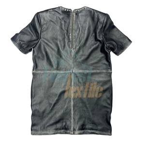 Chaqueta de cuero de piel de oveja con tachuelas Transpirable Acabado con diseño de rayas - Product Image 5