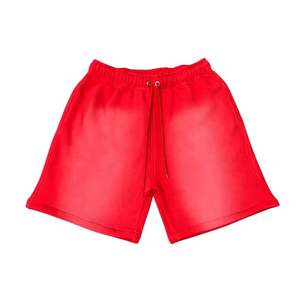 Custom <b>Men's</b> Vintage Sun Dye Fade Sweat <b>Shorts</b> Breathable Acid Wash Gym <b>Shorts</b> with Raw Edge Puff Printing Casual Style - Product Image 3