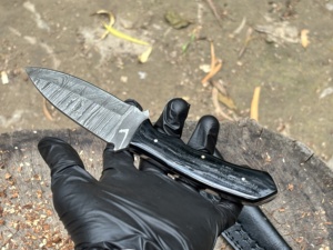 Handmade Damascus Steel Skinning <b>Knife</b> with Black Resin Handle Custom OEM ODM - Product Image 5