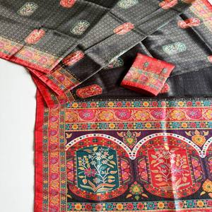 VASTRA COTTAGE Sari de seda suave para mujer con tejido jacquard y estampado digital de pashmina, sari de fiesta étnico de alta calidad - Product Image 3