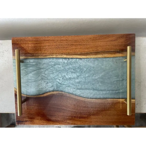 <b>Rectangle</b> Handmade Resin Serving Tray Platter Modern Design Durable Eco-Friendly Decorative <b>Coffee</b> <b>Table</b> Organizer Home Kitchen - Product Image 4