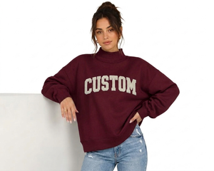 Sudadera de cuello simulado extragrande para mujer, a la moda, cómoda, para uso diario, de ajuste holgado, mezcla de algodón premium, venta al por mayor del fabricante - Product Image 1