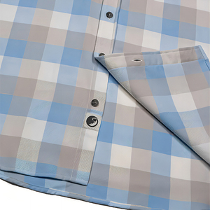 Chemise en flanelle à carreaux bleue et blanche, décontractée et tendance, personnalisable, 100% coton, pour hommes - Product Image 5