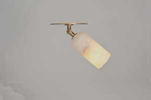 Plafonnier moderne en laiton avec abat-jour en marbre, spot rond réglable, lampe de décoration intérieure pour salon - Product Image 4