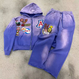 Ensemble de survêtement pour homme, taille plus, à capuche, uni, avec logo personnalisé, respirant, écologique, pour la salle de sport et l'entraînement - Product Image 4