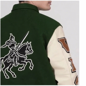 College Baseball <b>Jacket</b> For Men High Quality Vintage Varsity <b>Jacket</b> In <b>Leather</b> <b>Long</b> Length With Personalized Chenille Logos - Product Image 6