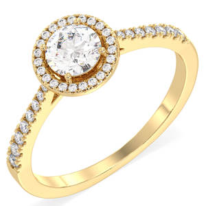 Anillos de Compromiso Solitarios de Oro Amarillo de 14K con Nuevo Diseño REYES, Certificados por IGI, Corte Redondo, Diamante Cultivado en Laboratorio de 1Ct, Joyería para Regalo de Boda - Product Image 2