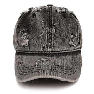 Casquette de baseball unisexe 6 panneaux en denim de coton délavé, style vintage décontracté, ajustée, printemps automne adulte - Product Image 4